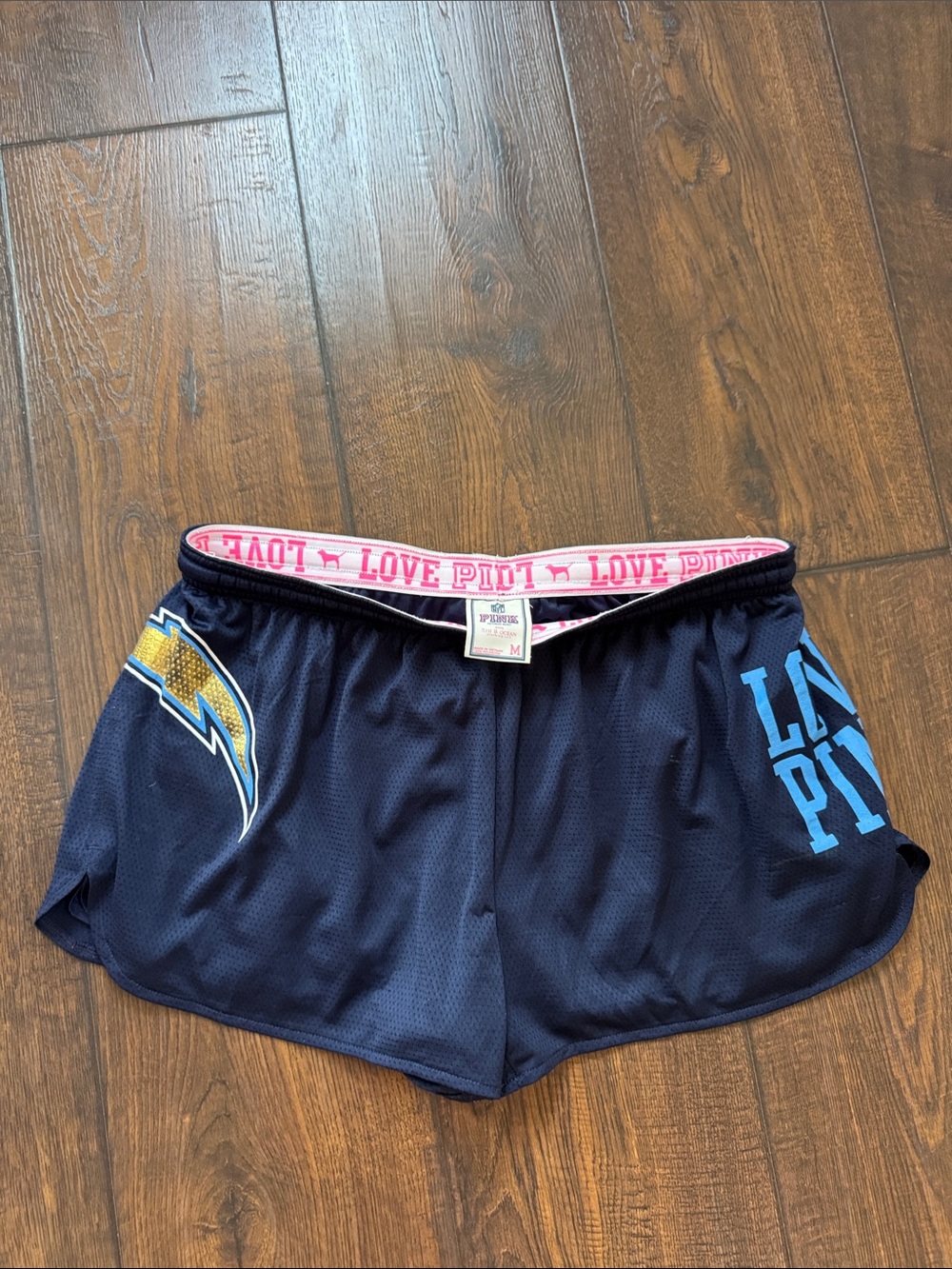 PINK Victoria's Secret Navy Athletic Shorts with Pink Waistband